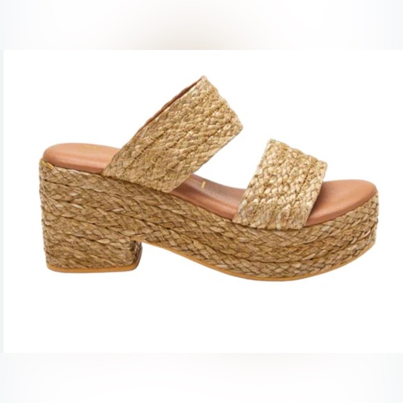 NIB Matisse Ocean Ave Raffia Platform Slides- Still in stores - Picture 2 of 6